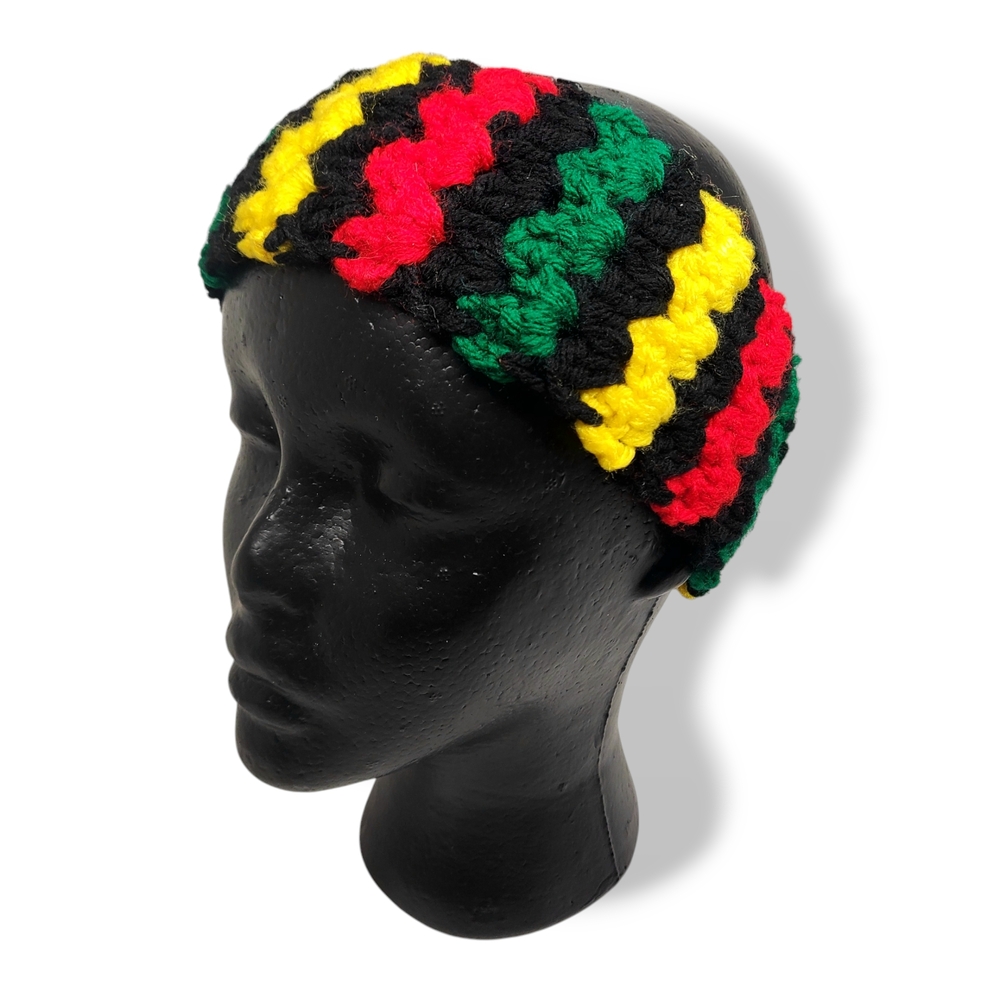 Smooth Irie- Crochet Headband- Rasta Black NWT